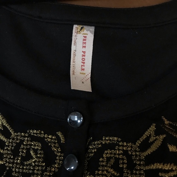 Free People Black & Gold Embroidery Dress - Picture 7 of 7